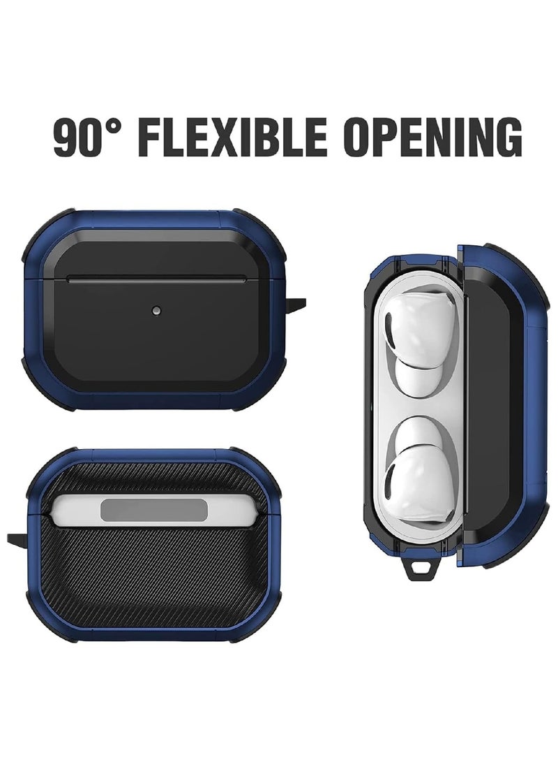 MOBM AirPods Pro Case with Carabiner – Shockproof Protective Cover Black-Blue - Image 5